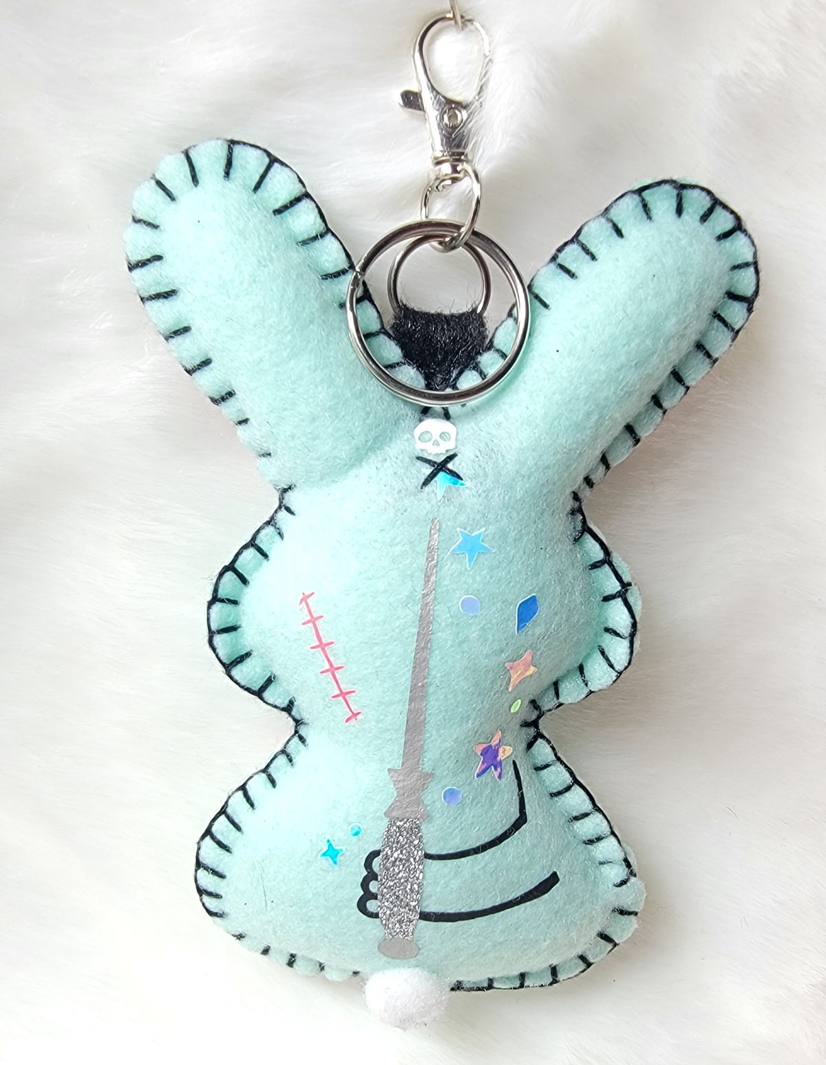 OOAK Mini Bunny Plush keychain / bag charm - Handmade - Ready to ship