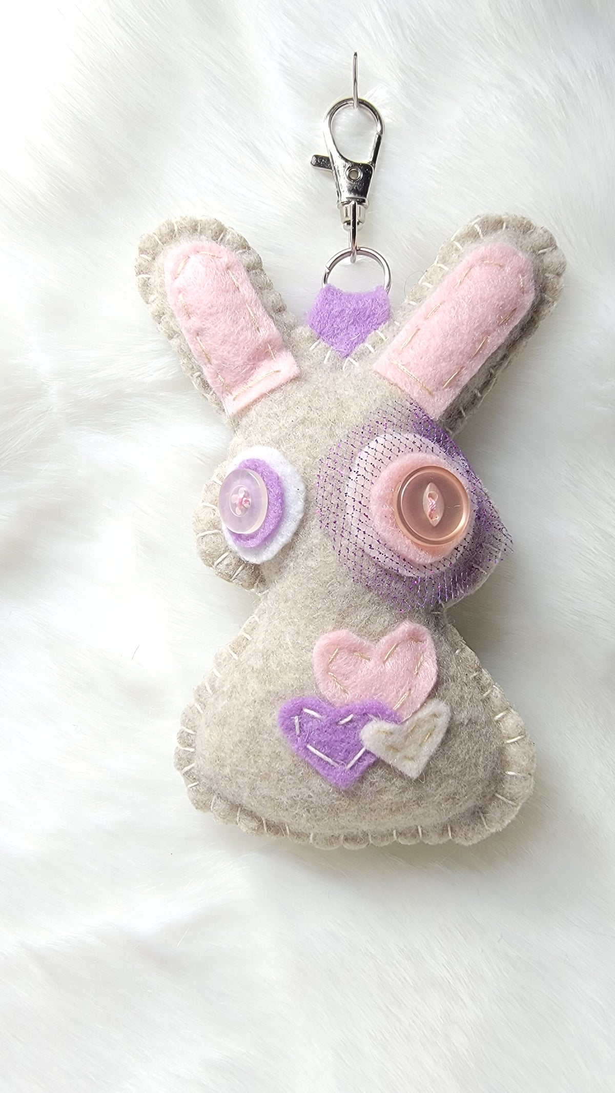 OOAK Mini Bunny Plush keychain / bag charm - Handmade - Ready to ship
